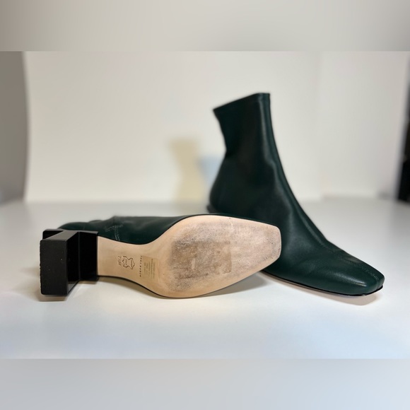 Tory Burch Dark Green Block T Heel Ankle Boots Size 7M - Picture 6 of 8